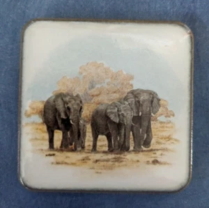 Imán de nevera de azulejos de cerámica Elephant Family in the Wild - Imagen 1 de 3