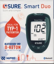 4SURE Smart Duo Blutzucker+Keton-Messgerät mg/dl plus BZ-Teststreifen - neu+OVP
