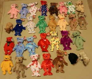 Lot #14 of 30 Original Retired Ty Beanie Babies Bears w/Hang tags and Butt tags - Picture 1 of 2