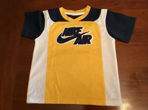 Rare Nike Kids Embroidered Nike Air Logo Tee Shirt Navy~ White ~Yellow Size 4 - Picture 1 of 7