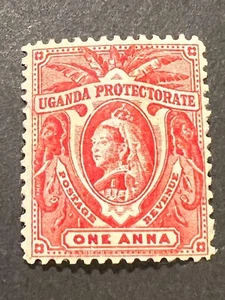 Uganda Protectorate 1902 QV One Anna Carmine-Rose Stamp, MH..........Free UK P&P - Picture 1 of 2
