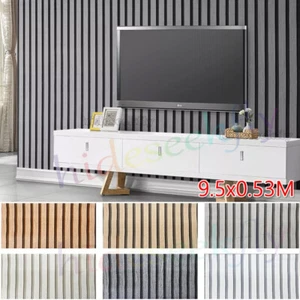 Wooden Slat Panelling Wallpaper 3D Wood Panel Effect Stripe Home Room Wall Paper - Picture 1 of 39