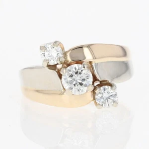 .97ctw Round Diamond Three-Stone Engagement Ring 14k Multi-Tone Gold Size 7.75 - Picture 1 of 8