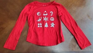 SO Girls Size 7 Holiday Christmas Red Long Sleeve Shirt - Picture 1 of 3