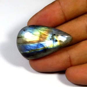 Labradorite naturale multi flash 35x21 mm pietra preziosa lucida fatta a mano pera LR-298 - Foto 1 di 4