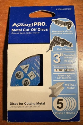 4-PACK Avanti Pro 3 in. x 1/16 in. x 3/8 in. Metal Cut-Off Discs - Image 1 of 3