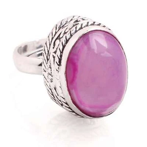 Versilbert Verstellbar Handmade Ring für Damen Botswana Achat Edelstein R-405 - Bild 1 von 3