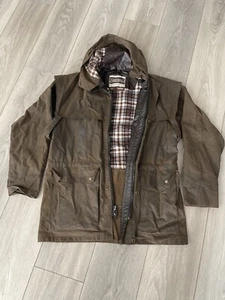 Driza-Bone BUSHMAN Riding Coat Oilskin Waxed hooded Jacket Men Small - Picture 1 of 12