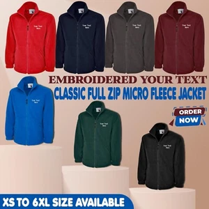 Personalised Embroidered Classic Full Zip Fleece Jacket Your Name ,Text,Logo Gym - Picture 1 of 12