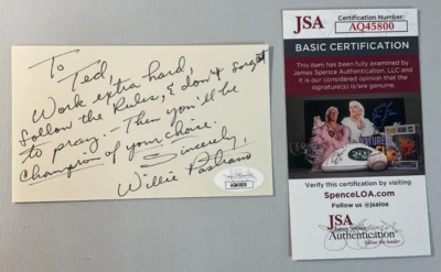 Willie Pastrano Signed 3x5 Index Card JSA Certified LT. Heavyweight Boxer AUTO! - Image 1 of 4