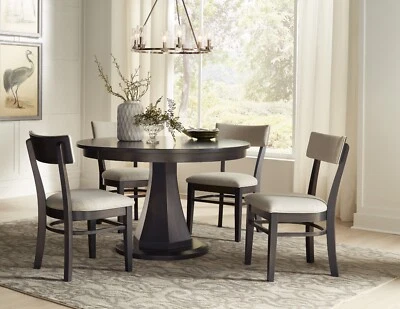 Juego de comedor contemporáneo moderno Amish de 5 piezas tapizado en madera maciza Foto 1 de 3