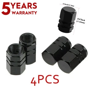 Universal BLACK Aluminum Tire Valve Stem Cap / Wheel Dust Cover Caps 4PC - Picture 1 of 12