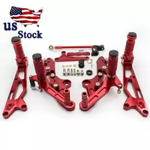 CNC Red Adjustable Rearset Footrest Foot Pegs For Honda MSX125 Grom 2016-2025 21 - Picture 1 of 7