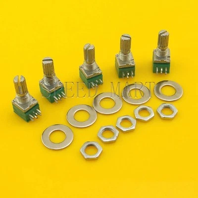5 pcs B100K Audio Amplifier Sealed Dual Potentiometer 15mm Shaft 6 pins - Image 1 of 4