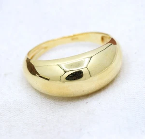 Anello In Oro Giallo 14k Semplice A Cupola Fatti A Mano Gioielli Da Donna Regali - Foto 1 di 8
