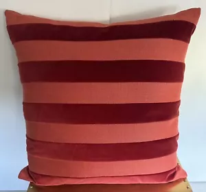 Ryan Studio Parker Stripe Paprika Throw Pillows + Feather Inserts 22” - Picture 1 of 5
