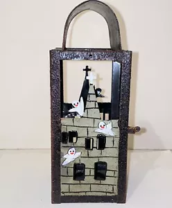Distressed Metall Halloween Spukhaus Leuchte Laterne Dekoration - Bild 1 von 12