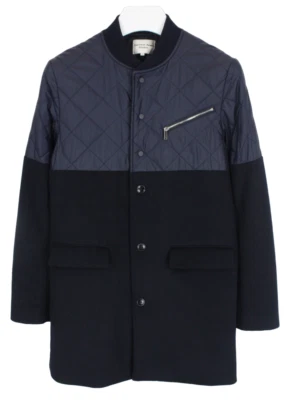 EARNEST SEWN Studio Coat Men's MEDIUM Wool Blend Button Up Mid Length Navy - Image 1 of 4