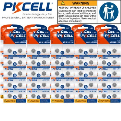 100Pcs AG10 LR54 LR1130 189 389 389A 1.5V Button Coin Cell Batteries PKCELL AU - image 1 of 4