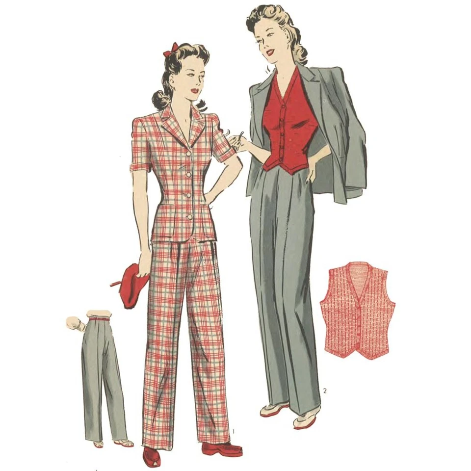 1940's Sewing Pattern Women's Jacket & Slacks Suit - Image 1 of 1