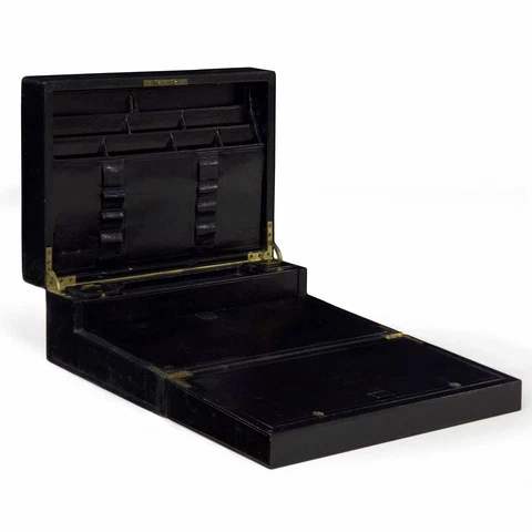 Fine Leather Bound Stationary Writing Box with Bramah London Lock, circa 1872 Cover