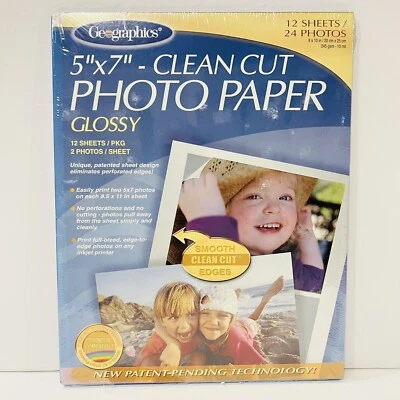 Geographics Glossy 5”x7” Clean Cut Photo Paper 12 Sheets 24 Photos - Image 1 of 3