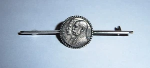 GERMAN - Patriotic Brooch. With Mini Medal, Kaiser & Franz Joseph. Silver 990. - Foto 1 di 5
