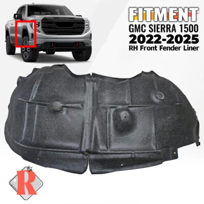 For 2022-2025 GMC Sierra 1500 Front Passenger Side Fender Liner RH #85594211 - Image 1 of 4