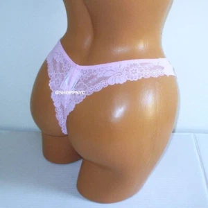 PINK VICTORIAS SECRET Seamless High Leg Thong Panty S M L XL Ribbed lace back - Picture 1 of 7