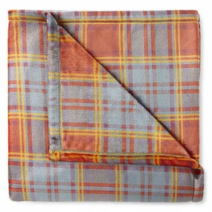 NWT PENNEY'S HARVEST PLAID Blanket Throw Print Oversized 50x70 Velvet Plush NEW - Picture 1 of 1