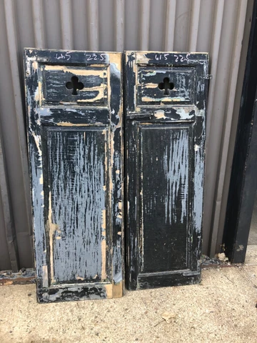 PaiR c1890 clover cutout design house shutters 61.5 x 21/22”NY estate find black Cover
