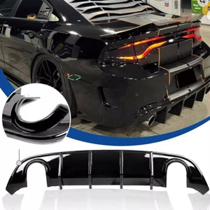 Gloss Black Rear Bumper Diffuser -PP Fits For Dodge Charger 2015-23 SRT OE Style - Picture 1 of 7