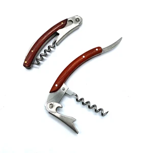 2 Stck. Kellnerfreund Korkenzieher, klappbares Taschenmesser Flaschenöffner, Holzgriff - Bild 1 von 5