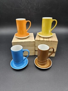 Schmid Lagardo Tackett Porcelain Espresso Cups Demitasse Saucer MCM Orange 1959 - Picture 1 of 9
