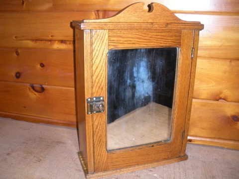 Vintage Solid Oak Wood Medicine Cabinet Cover