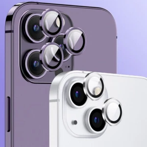 For iPhone 16 15 14 Pro Max 13 Film Lens Metal Ring Back Camera Glass Protectors - Picture 1 of 24