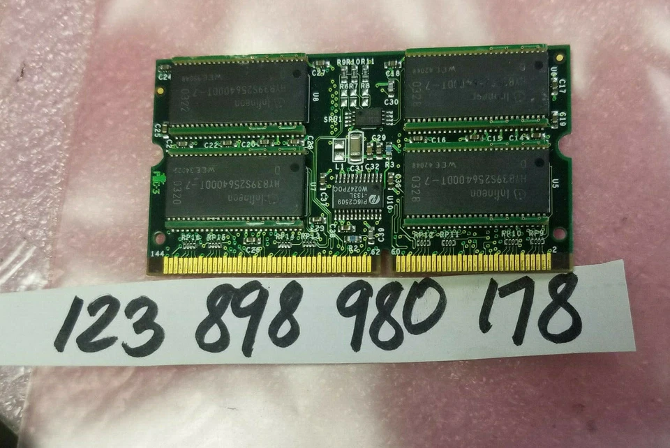 PC 512 MB 1RX4 SD CL2 3,3 V SDRAM PC133 133 MHZ 144 PIN SODIMM ECC RANGO ÚNICO 64X4 Foto 1 de 1