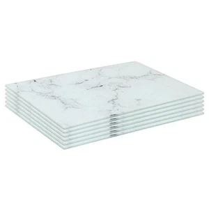 6x Rectangle Glass Placemats 30cm x 20cm Marble Dining Dinner Table Mats Set - Picture 1 of 7