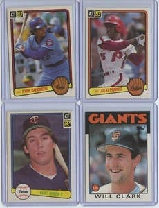 1980's Hall of Famer Rookie 4 Card Lot Inc. Ryne Sandberg, Julio Franco, Hrbek - Picture 1 of 2