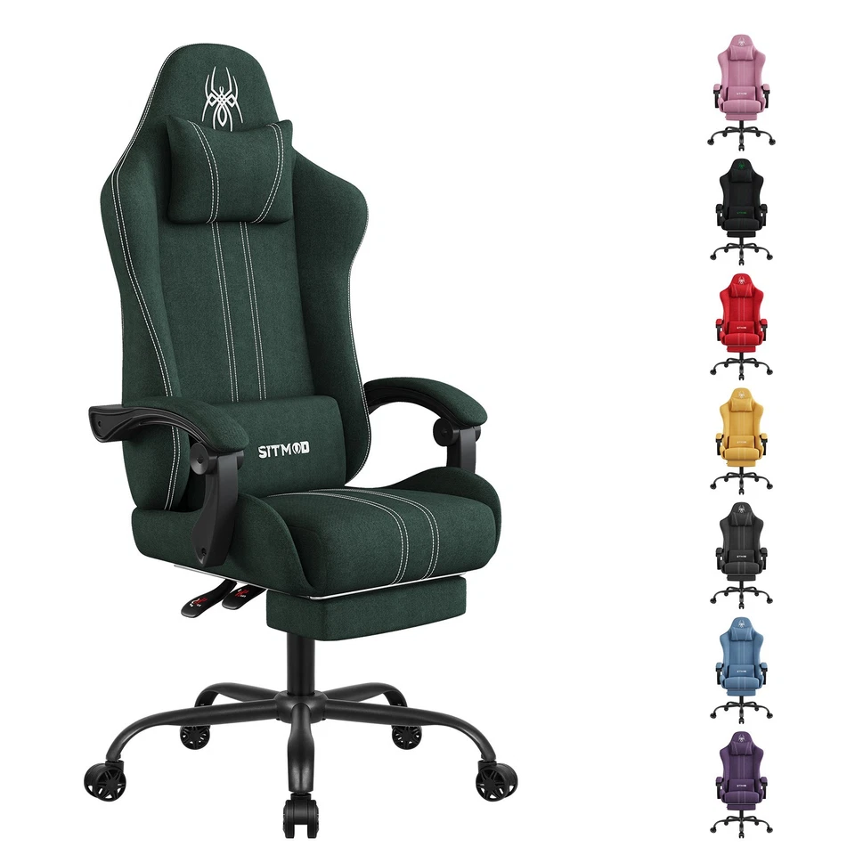 Silla Gaming Reposapiés-Silla de Computadora Transpirable Silla Ergonómica Gamer para Adultos Foto 1 de 4