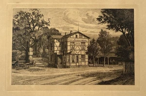 Antik 1921 Axel Holm Radierung Landschaftsszene auf Papier 10x14 verblasster Kunstdruck - Bild 1 von 18