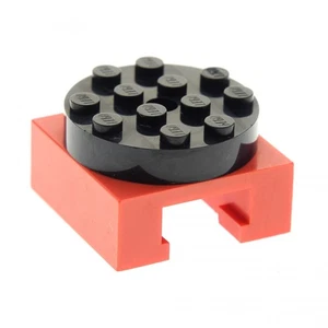 1x Lego Turntable 4x4 Red Round Brick Tall 4x4x1 Black 30658 30516c02 - Picture 1 of 1