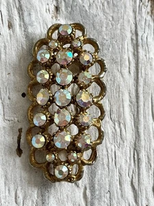 Vintage aurora borealis stone gold tone brooch - Picture 1 of 6