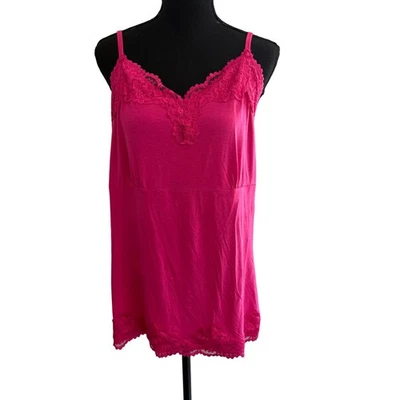 Lane Bryant Gray Lace Trim Cami Top Plus Size 14/16 Stretch Romantic Preppy Y2K - Image 1 of 4