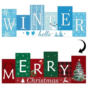 Mesa de Navidad Decoraciones Madera Invierno Mesa Centros de Mesa Feliz Navidad... - Imagen 1 de 7