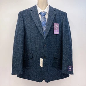 Chaqueta Blazer Marks And Spencer Abraham Moon Tweed Azul Lana Para Hombre Talla 48R Nueva con Etiquetas - Imagen 1 de 21