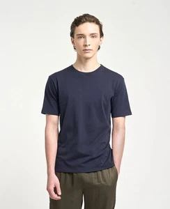 GRANA Men's Pima Cotton Crew Neck TShirt Top M Medium Navy Blue - Picture 1 of 6