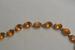 Vintage 14k 5,3 Gramm Gelbgold Citrin Tennis Armband 11 Kt. 6,5" Birnenform - Bild 1 von 7