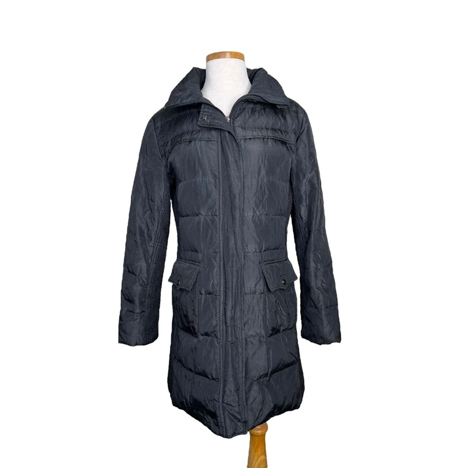 Burberry Down Filled Puffer Jacket Long Winter Coat FLAW Black Womens Medium - Image 1 of 4