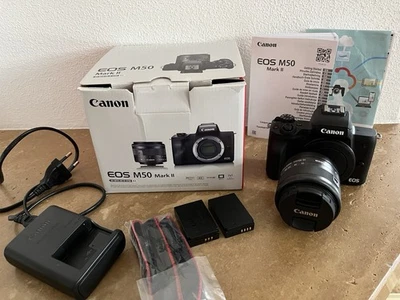 Canon EOS M50 Mark II Digitalkamera  schwarz Zoom Objektiv EF-M 15-45mm /wie neu - Bild 1 von 4